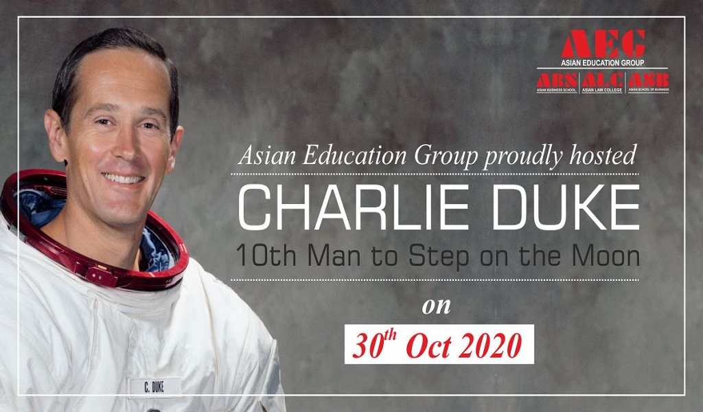 Mr. Charlie Duke – “The 10th Man to Walk on the Moon” – brings alive his exhilarating experiences for ALC BA-LLB/LLB. students by way of a live session!