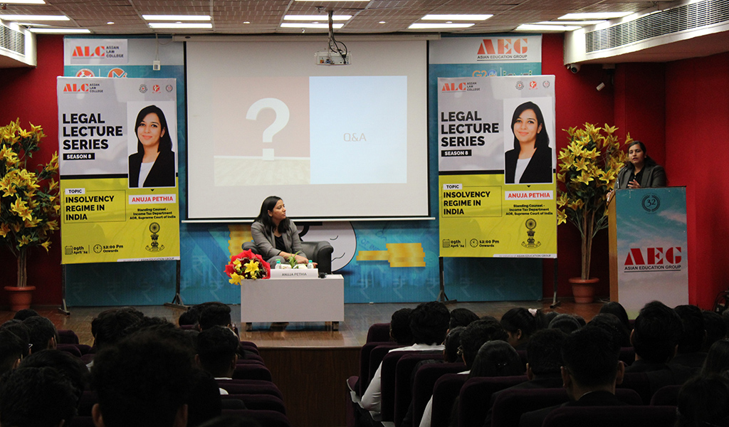 LEGAL LECTURE SERIES: INSOLVENCY REGIME IN INDIA BY MS. ANUJA PETHIA